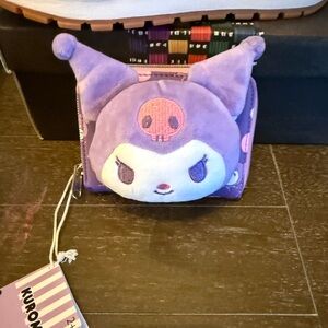 Kuromi Plush Face wallet- Purple